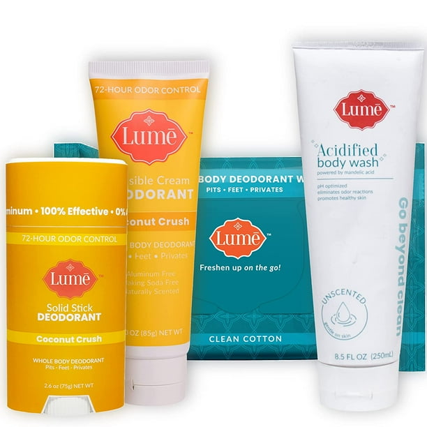 Lume Starter Pack Bundle Solid Stick Deodorant, 3oz Cream Deodorant