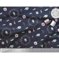 thumbnail image 3 of Soimoi Blue Poly Georgette Fabric Wreath & Bird Fabric Prints By Yard 42 Inch Wide, 3 of 3