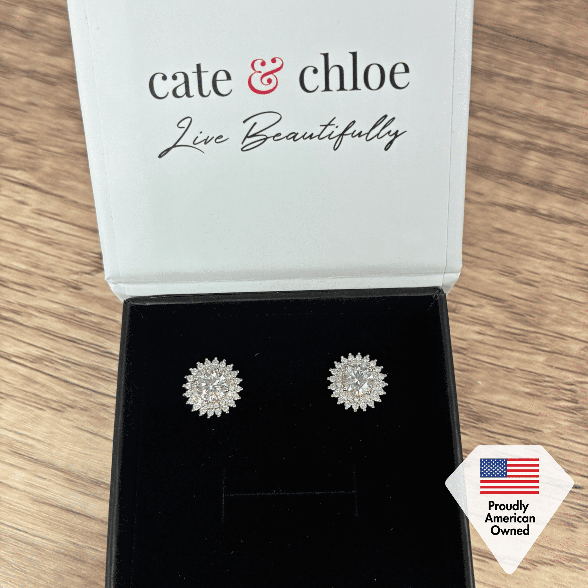 Cate & Chloe Cordelia 18k White Gold Plated Silver Jewelry Set with Simulated Diamond Gift for Women