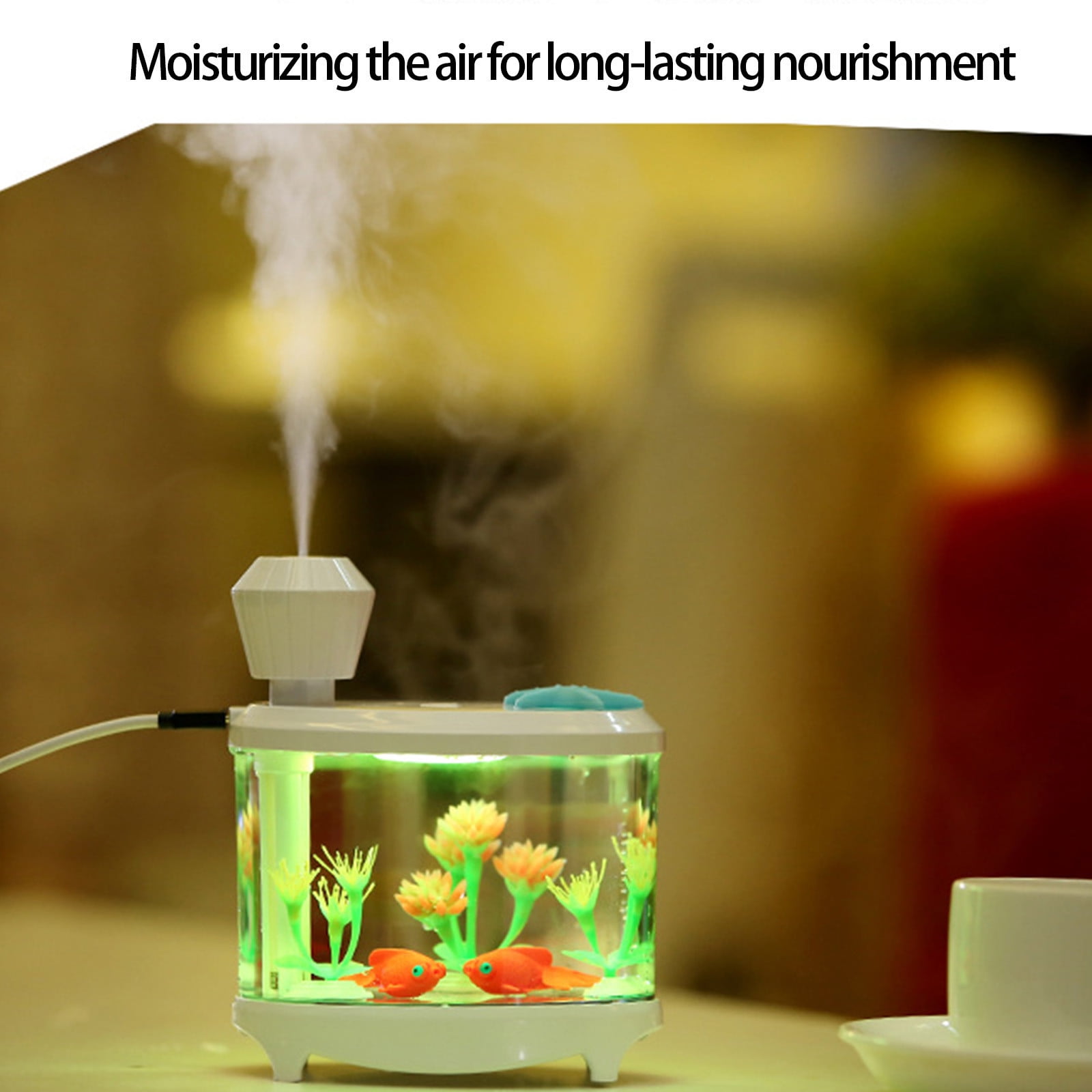 Kbndieu Fish Tank Portable Humidifier 460ml Cold Mist Small Humidifier USB Super Quiet Desktop Humidifiers for Baby Bedroom Travel Office Home on Clearance