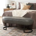 thumbnail image 2 of SAFAVIEH Bellezza Oval Solid Glam Bench, Grey Leather, 2 of 10