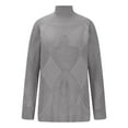 thumbnail image 7 of Fesfesfes Women's Casual Tops Fitting Solid Color Long Sleeve Stand-Up Collar with Ribbed Cuffs Knitted Sweater Comfortable Blouses(Gray,XL), 7 of 7