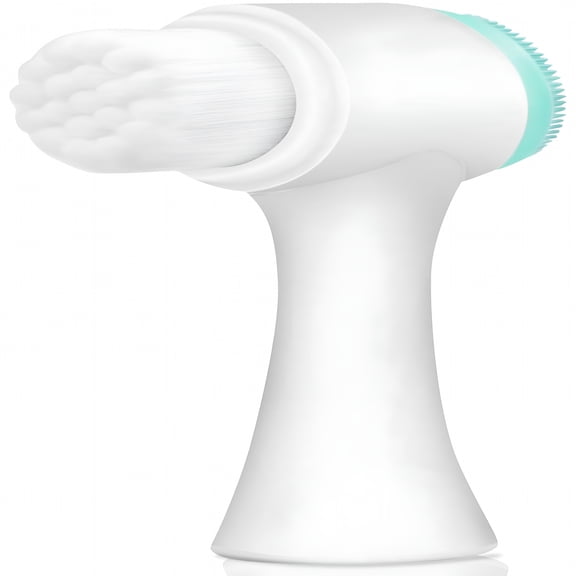 ACDANC Face Brush - Manual Facial Cleansing Brush and Pore Cleansing Manual Dual Face Brush for Sensitive, Delicate, Dry Skin (Blue)