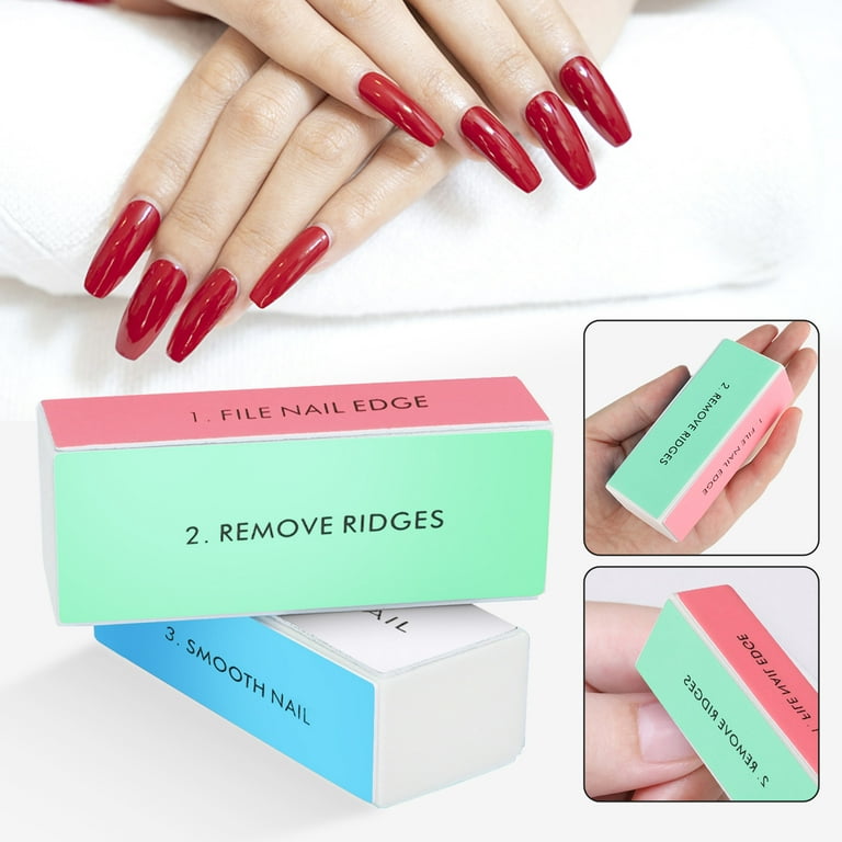 12 Pieces 7 Way Nail File and Buffer Block Professional Nail Buffering  Files 7 Steps Washable Emery Boards for Acrylic Nails