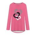 thumbnail image 4 of Scyoekwg Clearance Fall Long Sleeve T Shirts for Women Fashion Dressy Casual Round Neck Long Tunic Shirt Plus Size Heart Print Loose Blouses Pullover (#C01= Hot Pink) XXXL, 4 of 4