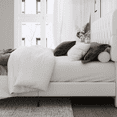 thumbnail image 3 of Homfa Queen Size Bed, Faux Leather Upholstered Button Tufted Low Profile Platform Bed Frame with Adjustable Headboard for Bedroom, White, 3 of 7