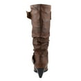 thumbnail image 5 of Slouchy Mid Calf Boots for Women Retro Leather Stacked Heel Buckle Straps Pull on Dressy Fall Winter Boots Riding Booties, 5 of 6