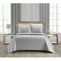 NY&C Home Ridge 7-Piece Quilt Set Contemporary Y-Shaped Geometric Pattern, King, Grey