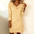 thumbnail image 4 of Eyelets Dresses for Women - Cowl Neck Loose Crewneck Long Sleeve Casual Summer Hollowed Out Keyhole Tunic Mini Dress, 4 of 7