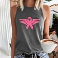 thumbnail image 2 of Chandails de Sensibilisation au Cancer du Sein pour Femmes, Col Ras du Cou, Blouse Basique Imprimée Sans Manches, Débardeur Décontracté d'Été pour l'Entraînement, 2 of 5