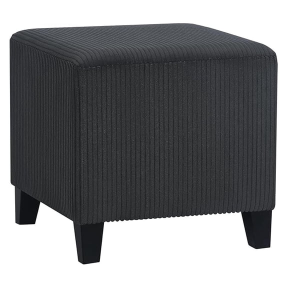 Small Foot Stool Ottoman, 16.3" Linen Cube Ottoman Foot Rest with Wood Legs, Upholstered Ottomans Footstool for Living Room, Bedroom, Couch (Dark Gray)