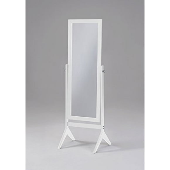 White Finish Wooden Cheval Bedroom Free Standing Floor Mirror