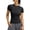 Black, variant on Women Workout Tops Short Sleeve Athletic Shirts Yoga Gym Sports Breathable Tees Stretch Slim Fit T Shirts
