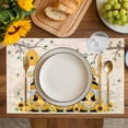 thumbnail image 4 of Yellow Bees Gnomes Placemats Set of 4, Spring Floral Branches Pastoral Placemats for Dining Table, Place Mats for Kitchen Tabletop, Waterproof Wipeable Dining Table Mats Set, 4 of 9