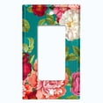 thumbnail image 5 of Metal Light Switch Plate Outlet Cover Pastel Rose Leaf Garden Teal ROS031, 5 of 13