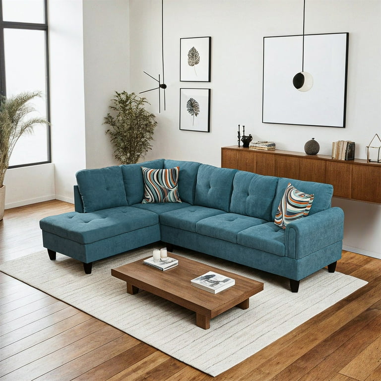 年末セール中‼️FLANNEL オットマン、クッション　グリーン（※ソファ別売り） Hommoo Modern Flannel Living Room Furniture Sets Sectional Couches