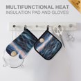 thumbnail image 4 of Yayeee Oven Mitts and Pot Holder Set of 2 Heat Resistant Kitchen Gloves Baking Hot Pad, Ocean Waves, 4 of 5