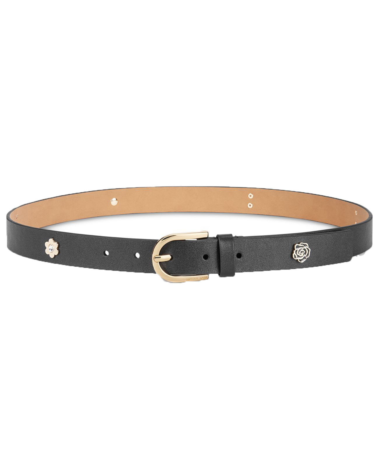 Michael Kors Leather Charm Belt (Black, M) - Walmart.com