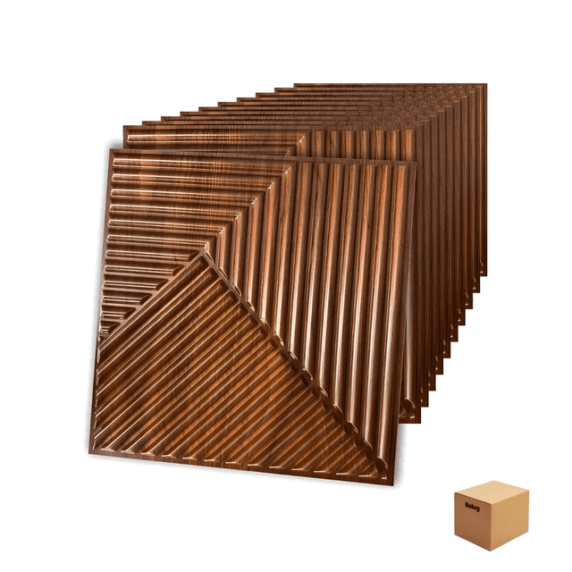 "Paneles Decorativo 3d De Caoba Para Paredes 50x50cm 10pcs Belug, Marron "