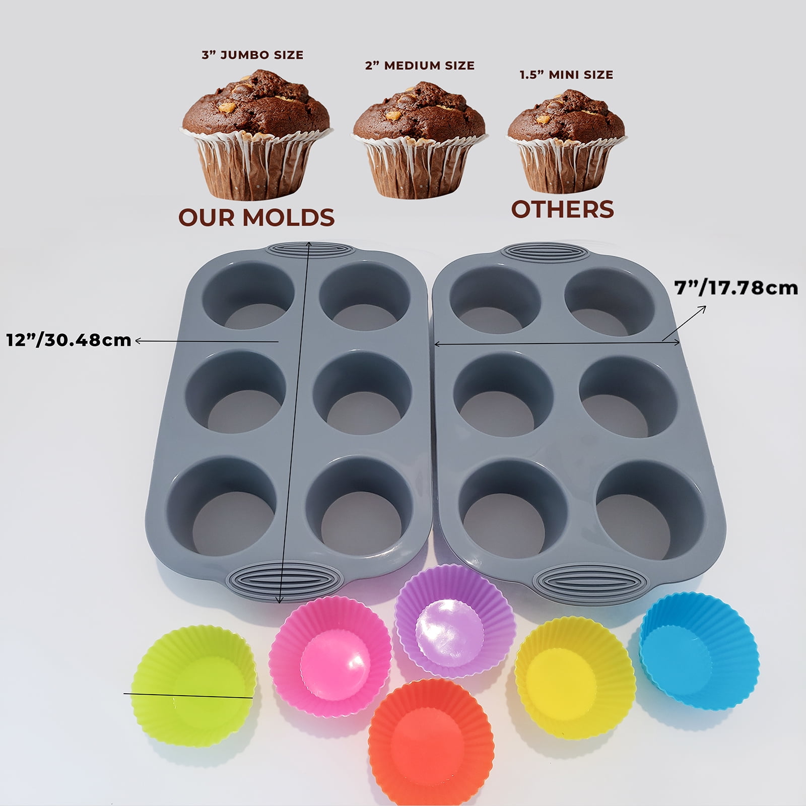 Details about   Premium Non-Stick Bakeware Muffin Top Baking Pan for Eggs Corn Bread 12 Cavitie 
