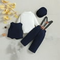 thumbnail image 6 of Odeerbi 0-2 Years Baby Boys Gentleman Formal Dress Suit Birthday First Year Suits Set Bodysuit Overall Pants Waistcoat Hat Bow Five Pieces Set Baby Boys Clothes, 6 of 9