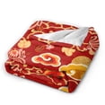 thumbnail image 3 of ZNDUO Red Vector Flowers Pattern Throw Blanket, Lightweight Cozy Soft Throw Blanket for Couch, 60"x50" Throw Blankets for Bed, 3 of 8