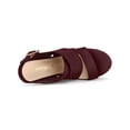 thumbnail image 4 of BLISSFUL STEP Women's Sandals Platform Heels Ankle Strap Wedges Sandals Burgundy 9, 4 of 7