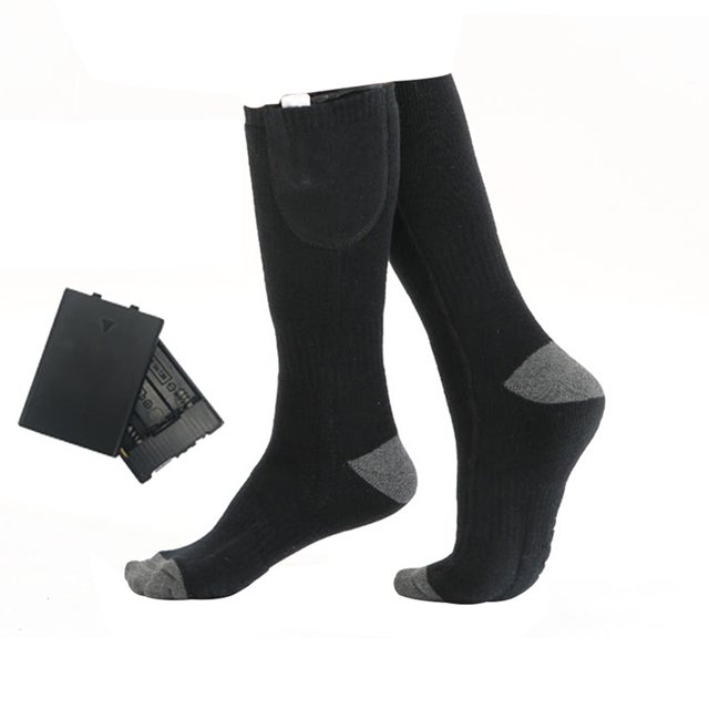 Sywqhk Calcetines de calefacción eléctrica de invierno Medias calentadoras de pies (Constante negro con caja) Sywqhk Alta Calidad