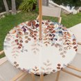 thumbnail image 6 of Round Outdoor Tablecloth with Umbrella Hole and Zipper, Orange Eucalyptus Leaves Fitted Table Cover with Elastic Edge for 45-54 Inch, Botanical Fall Rustic Beige Waterproof Patio Tablecoths, 6 of 9