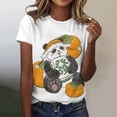 thumbnail image 2 of UANWENN T-Shirt Classique à Manches Courtes pour Femmes, Tendance Panda Mahjong, Col Rond, Manches Longues, Confort, Été, 2 of 4