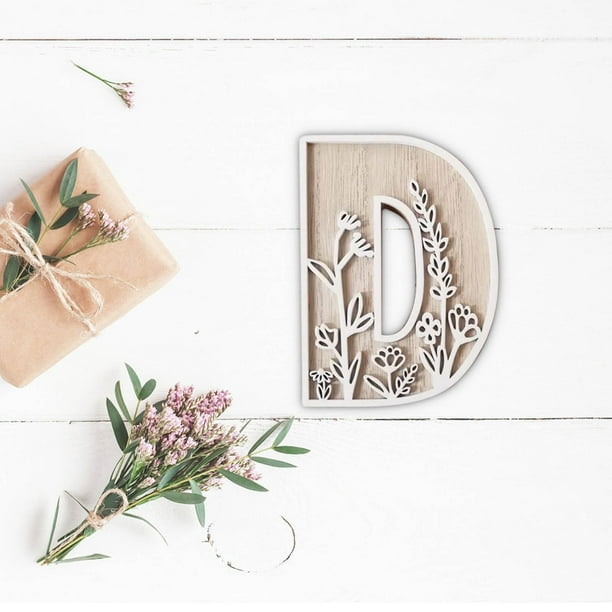 Wood Flower Decoration Carved Letter Crafts Decoration Home Kitchen Wedding Wall Decoration Pendant