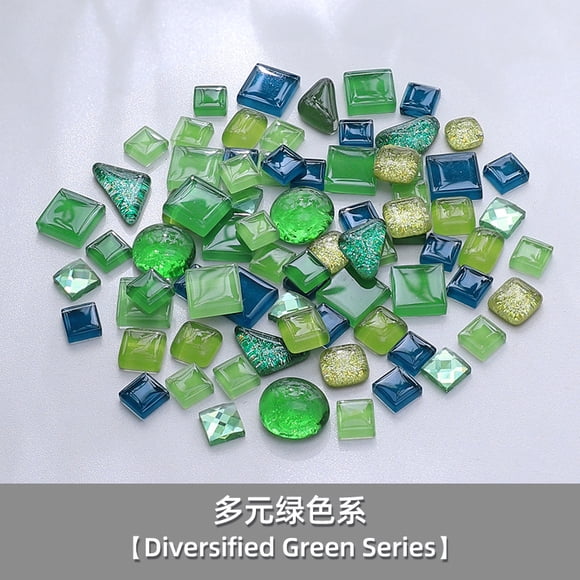 Firefly Hope 2.2LB Assorted Colors Irregular Crystal Glass Mosaic Tiles, DIY-Friendly Craft Supplies for Mosaic Making Projects, Home Decor Accents & Art Creations, Green