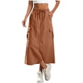 thumbnail image 2 of Umfun Women's Utility Cargo Midi Skirt with Drawstring Waist & Pockets - Solid Color Relaxed Fit Long Skirt for Outdoor Hiking & Daily Wear, 2 of 9