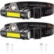 thumbnail image 1 of Juego de 2 potentes faros delanteros con batería integrada 18650 Q5 + faro LED COB, luz frontal recargable por USB, luz frontal impermeable, 1 of 5