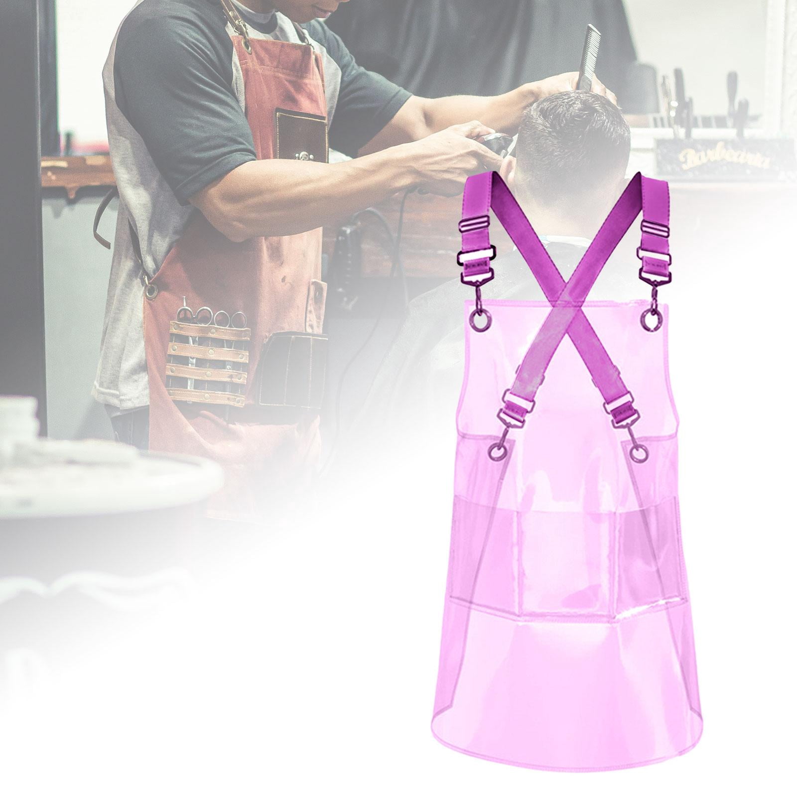 Fiocias Transparent Apron Hair Stylist Apron Gardening Chef Apron with Pocket for Flower Pink 80cm