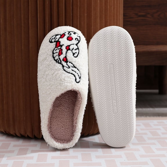 Slippers For Women, Warm Memory Foam Comfy House Slippers With Anti-Skid Rubber Sole For Indoor And Outdoor White 41