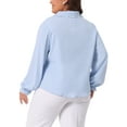 thumbnail image 3 of Agnes Orinda Women's Plus Size Shirts Peter Pan Long Sleeves Chiffon Button Down Shirt Blouses 2X Light Blue, 3 of 6