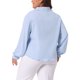 thumbnail image 3 of Camisas de mujer de tallas grandes Agnes Orinda, blusas de chiffon con cuello Peter Pan y mangas largas, 3X, azul claro, 3 of 6