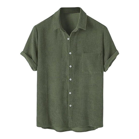NAFUU Mens Shirts Fall Tops Men's Summer Casual Style Short Sleeve Button Down Shirts With Pockets Solid Color Shirt Versatile Shirt Top