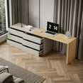 thumbnail image 5 of NessCarsti L-Shaped Vanity Desk with 6 Drawers, Expandable Adjustable Table in Beige, 5 of 5