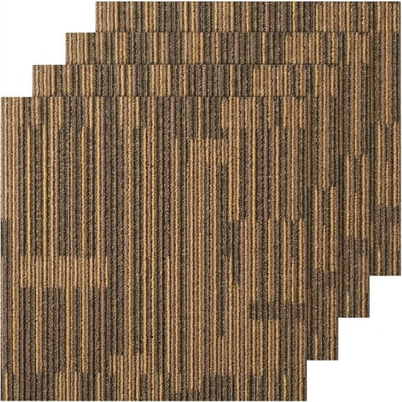 20" x 20" Padded Carpet Tiles, 12-Pack Reusable Carpet Squares, Mixed Brown