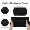 thumbnail image 2 of LinYooLi 2 Packs Black Bow Headbands for Women 7’’ Extra Wide Head Bands for Women’s Hair Non Slip Headwraps Workout Turban Hair Accessories, 2 of 6