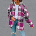thumbnail image 2 of Gibobby chaquetass Deportivas para Mujer Chaqueta de mujer Moda Otoño Invierno Abrigos para mujer Sudadera con capucha Abrigo de lana Impresión a cuadros Blusa con capucha Tops (Rosa, L), 2 of 5
