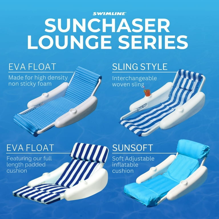 Swimline SunChaser Padded Floating Luxury Pool Lounger Sling Chair