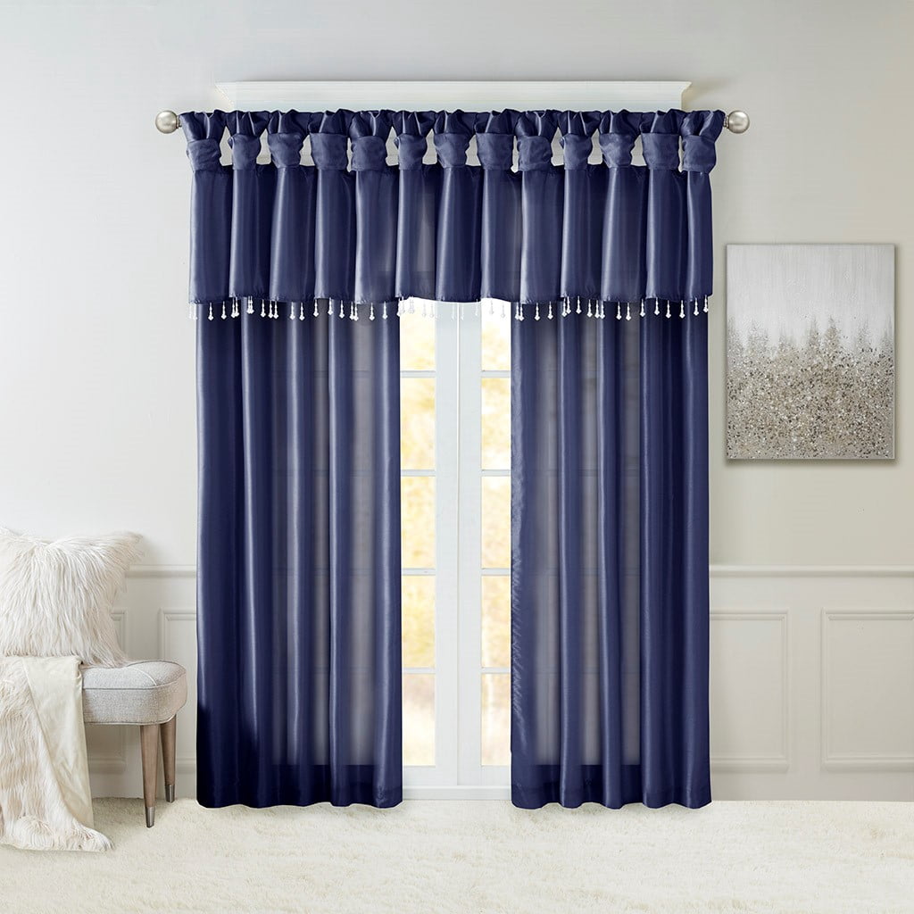 MAYEERTY 50x108" Twist Tab Lined Window Curtain Panel Living Room Navy
