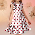 thumbnail image 6 of FamilyThread Girls Summer Polka Dot Dresses with Ruffle Short Sleeve Casual A-Line Swing Twirly School Sundress For 5-14Y, 6 of 8