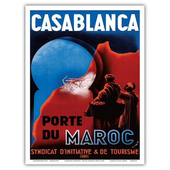 Casablanca Morocco - Port du Maroc (Port of Morocco) - Syndicate of Tourism Initiative - Vintage Travel Poster by Xima c.1930s - Master Art Print (Unframed) 9in x 12in