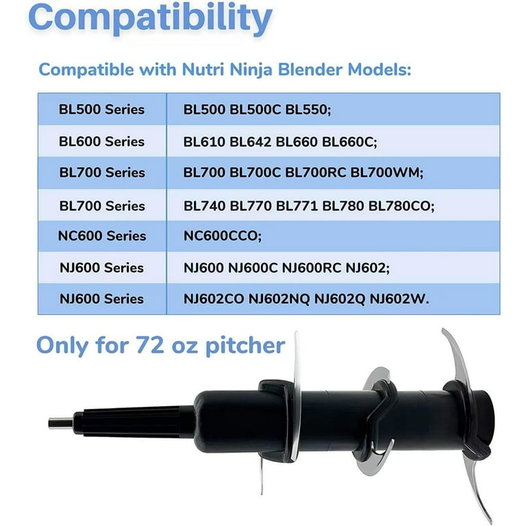 6 Blade Ninja Blender Replacement Parts Nutri Ninja Bullet Blender Accessories Fits 1200W 1500W Blenders High Quality Stainless Steel Blades