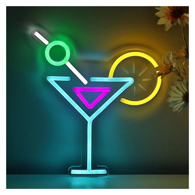 Jugo De Cocktaisl Con Letrero De Neón De Limón Para Habitación Fiesta Hogar Pub Club Decoración De Pared Iluminada Con Alimentación USB, 24.6cm×27.2cm