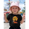 thumbnail image 1 of Halloween T-shirt - Girls' Witch & Pumpkin Halloween Graphic T-Shirt - Black Short Sleeve Round Neck Casual Top with Spooky Design, Breathable Summer Tee for Youngsters, 1 of 6